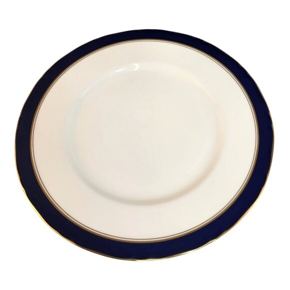 Royal Worcester Cavendish Blue Bone China Dinner Plate Gold Trim 1981 Made In En - Picture 8 of 12